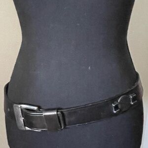 Vintage Black Leather Belt - Made In Italy